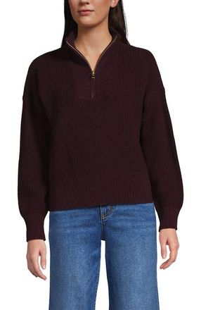 Lands End Drifter Shaker Wedge Quarter Zip Sweater in Aged Wine Heather at Nordstrom, Size X-Large