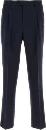 Etro Enkel Geplooide Broek - Heren - Slim Fit Broeken - Blauw - M - Wol - Broeken