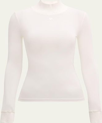 Courr&egrave;ges Re-Edition Mock-Neck Long-Sleeve Fitted Top
