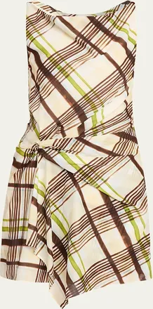 A.L.C. Dea Plaid Draped Mini Dress