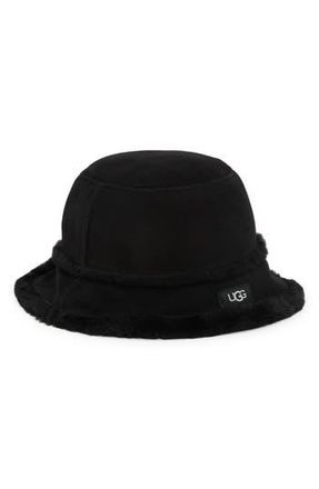 UGG Genuine Shearling & Sheepskin Bucket Hat in Black at Nordstrom Rack, Size Large/x-Large