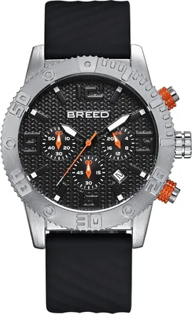 Breed Double Agent Chronograph Watch, Black Silicone Strap, 44 mm