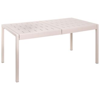 Beliani Mesa De Jard&iacute;n De Material Sint&eacute;tico De 6 Plazas Resistente A La Intemperie Al Aire Libre Patio Beige Bartica