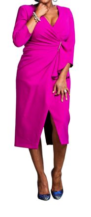 Carla Ruiz Orchid Oasis Midi Dress In Fuchsia