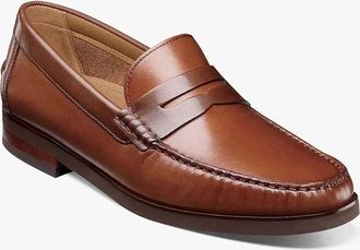 Florsheim Berkley Flex Penny Loafers Mens 3E Cognac Casual Shoes Hawk2876