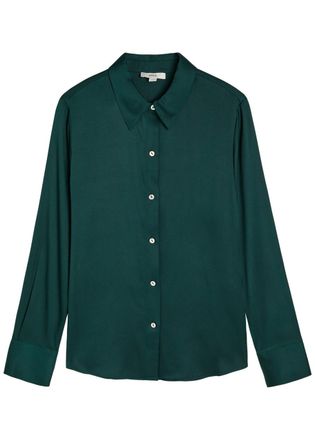 Vince Silk-blend Shirt - Green - XL (UK16 / XL)