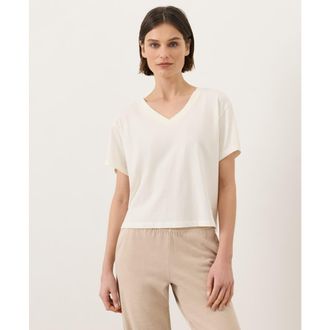 Pact Organic Cotton Vintage Jersey V-Neck Tee in Cream at Nordstrom, Size Xx-Large