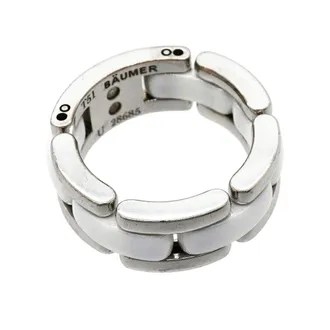 Chanel White White Gold (18K) Ceramic Band Ring (Pre-Owned)
