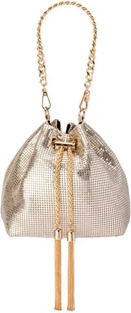Olga Berg Sylvia Mesh Drawstring Top Handle Bag in Gold at Nordstrom
