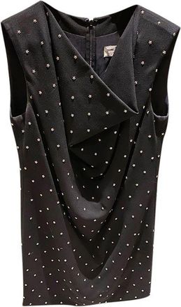 Saint Laurent Black Wool Cowl Neck Embellished Mini Dress Size S