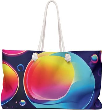 Generic Neon Bubble Abstract Weekender Bag | Colorful Gradient Spheres | Moms Carryon, Multiple, 24 &times; 13