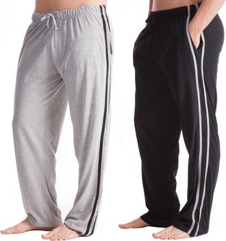 Tom Franks 2 Pack Extra Large Mens Long Lounge Pants Casual Wear Pyjama Trousers Black/Grey