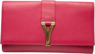 Saint Laurent Pre-owned Clutches, female, Pink, Size: ONE SIZE Pre-owned Leather Clutch