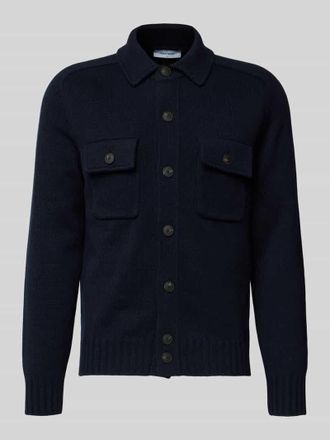 Gran Sasso Strickjacke mit Kentkragen in Marine, Gr&ouml;&szlig;e 50