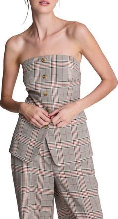 Kenneth Cole Plaid Strapless Vest in Oyster Multi at Nordstrom, Size Small
