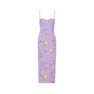 Moschino Geprinte technische jersey jurk - Dames - Zomerkleedjes - Paars - S - Leer - Kleedjes