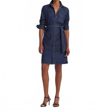 Ralph Lauren Belted Denim Shirtdress In Pure Rinse Wash