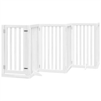 vidaXL Puerta Para Perros Plegable 3 Paneles Madera &Aacute;lamo Blanca 300cm Vidaxl