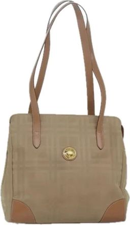 Burberry Pre-owned Shoulder Bags, female, Beige, Size: ONE SIZE Pre-owned Canvas Shoulder Bag