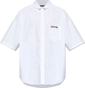 Balenciaga Short Sleeve Shirts, male, White, Size: S Short-sleeve shirt