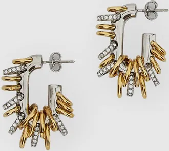 Paco Rabanne Orecchini pendenti Punk XL Link in ottone con cristalli