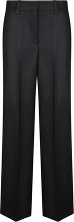 Incotex D1166 Wide-Leg Broek - Dames - Wijde Broeken - Zwart - XS - Wol - Broeken