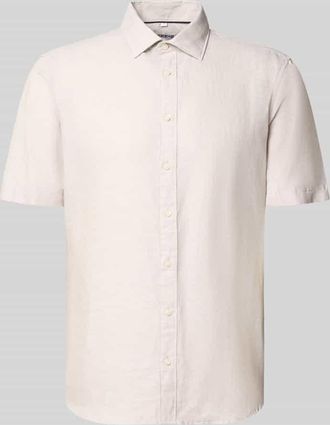 Jake*s Slim Fit Freizeithemd aus Leinen-Mix in Beige, Gr&ouml;&szlig;e XL