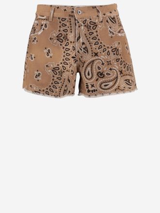 DON'T @ ME korte katoenen jeans met bandanaprint