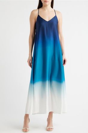 Tahari by ASL Print Pocket Sleeveless Maxi Dress in Blue Jewel Ombre at Nordstrom, Size X-Small