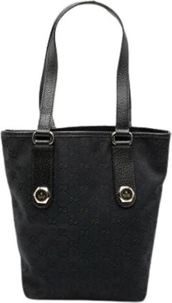Gucci Pre-owned Canvas Tote Bag - Dames - Vintage Shopper - Zwart - ONE Size - Leer - Vintage