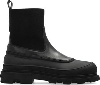 Moncler Vera Edge Leren Enkellaarsjes - Dames - Chelseaboots - Zwart - 37 1/2 EU - Leer - Schoenen