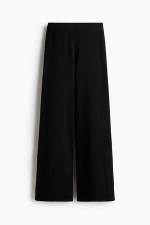 H&M Wide Knitted Trousers in Black at Nordstrom, Size Xx-Small