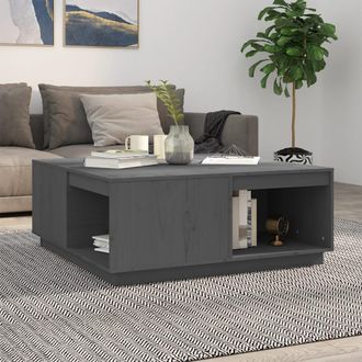 vidaXL Vidaxl - Mesa De Centro Madera Maciza De Pino Gris 100x101x40,5 Cm