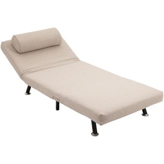 HOMCOM Homcom - Poltrona Letto Singolo Con Cuscino E Schienale Regolabile 90-180&deg; Beige