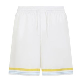 Casablanca Casual Shorts, male, White, Size: L Tennis Landscape Silk Shorts
