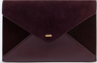 Khaite Grace leather-trimmed suede clutch