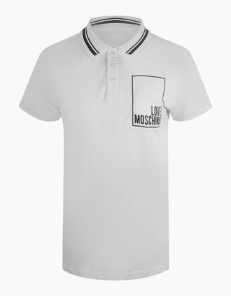 Love Moschino Womens Love Moschino Small Box Logo White Polo Shirt - Size: 18/16
