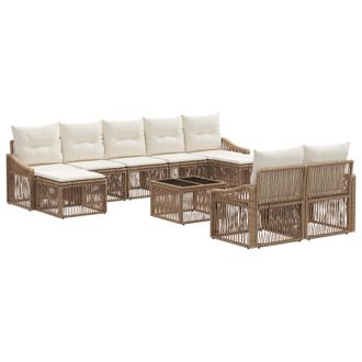 vidaXL Conjunto De Sof&aacute;s De Jard&iacute;n 10 Pcs Beige Rat&aacute;n Sint&eacute;tico Vidaxl