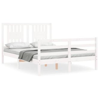 Berkfield Home Bed Frame with Headboard White 140x200 cm Solid Wood