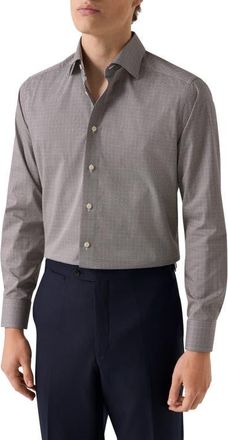 Eton Slim Fit Microprint Signature Cotton Twill Dress Shirt in Medium Red at Nordstrom, Size 17.5