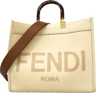 Fendi Ivory Leather Tote Bag (Pre-Owned)