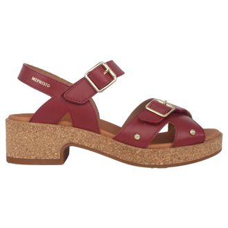 Mephisto Rode Fedora Damessandaal - Dames - Sandalen met hakken - Rood - 35 EU - Leer - Schoenen
