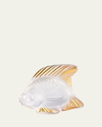 Lalique Clear Gold Stamped Fish Figurine