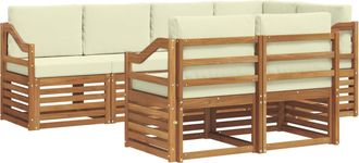 vidaXL Conjunto De Sof&aacute;s De Exterior 7 Uds. Natural Y Crema Poli&eacute;ster Vidaxl