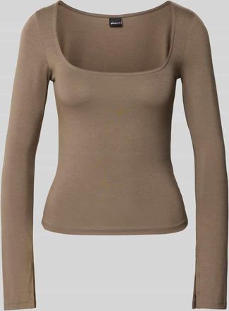 Gina Tricot Longsleeve mit Rundhalsausschnitt in Taupe, Größe XS