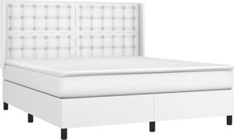 vidaXL Vidaxl - Cama Box Spring Con Colch&oacute;n Cuero Sint&eacute;tico Blanco 180x200 Cm