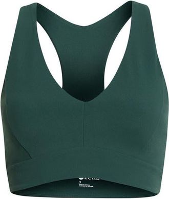 Zella Studio Luxe V-Neck Racerback Sports Bra in Green Timber at Nordstrom, Size X-Small