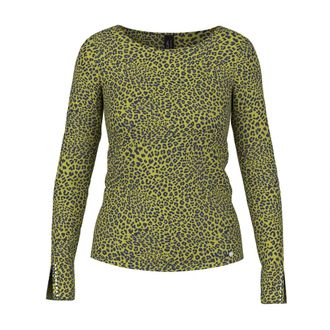 Marc Cain Fitted Long-Sleeve Shirt - Dames - Blouses - Groen - 2XL - Overhemden