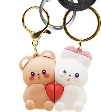 Generic Magnetic Keychain for Couples | 2X Cartoon Animal Keychain Toys,Backpack Accessory, Purse Charm for Best Friend Wife Husband
