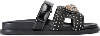 Kurt Geiger Womens Patent Leather Eagle Stud Cut Out Sdl Sandals - Black - Size UK 4